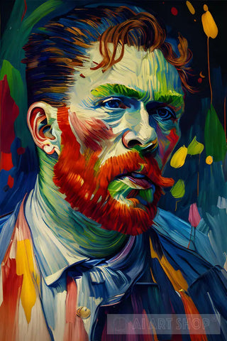 Colorful Painting Of A Bearded Man Ai Painting