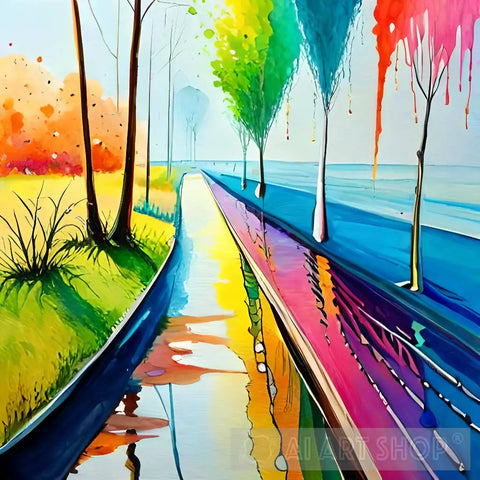 Colorful Path Landscape Ai Art