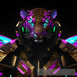 Colorful Realistic Neon Colored Tiger In Armour Animal Ai Art
