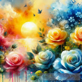 Colorful Roses In Sunset Oil Painting Abstract Art Abstract Ai Art