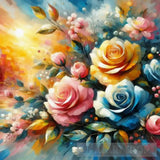 Colorful Roses In Sunset Oil Painting Abstract Art Abstract Ai Art