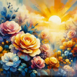 Colorful Roses In Sunset Oil Painting Abstract Art Abstract Ai Art