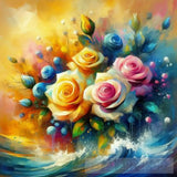 Colorful Roses In Sunset Oil Painting Abstract Art Abstract Ai Art