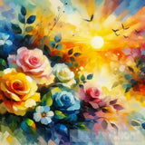 Colorful Roses In Sunset Oil Painting Abstract Art Abstract Ai Art