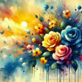 Colorful Roses In Sunset Oil Painting Abstract Art Abstract Ai Art
