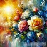 Colorful Roses In Sunset Oil Painting Abstract Art Abstract Ai Art