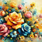 Colorful Roses In Sunset Oil Painting Abstract Art Abstract Ai Art