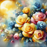 Colorful Roses In Sunset Oil Painting Abstract Art Abstract Ai Art