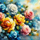 Colorful Roses In Sunset Oil Painting Abstract Art Abstract Ai Art