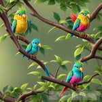 Colorful Tropical Bird On A Tree Branch Animal Ai Art