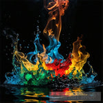 Colourful Fires On Black Waters Ai Artwork