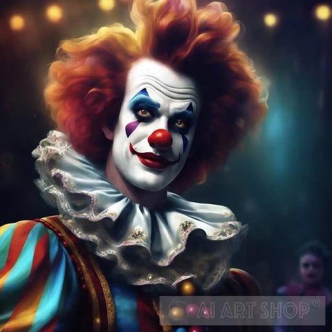 Colourful Theatre Clown Portrait Ai Art