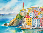 Colourful Town On Cliff Ai Painting