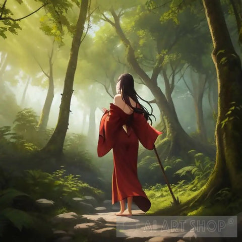 Contemplation In The Forest Landscape Ai Art