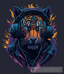 Cool Cat - Tiger Wearing Headphones Ai Artwork