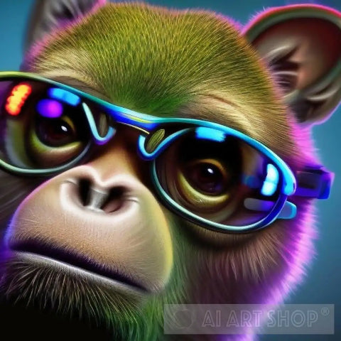 Cool Monkey With Glasses Animal Ai Art