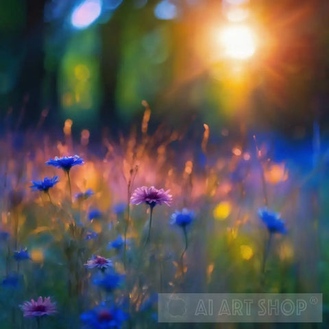 Cornflower Meadow Landscape Ai Art