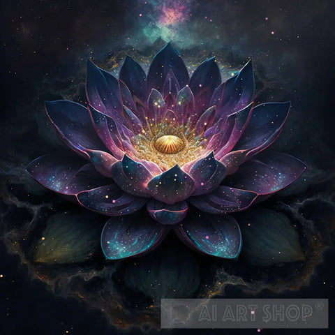 Cosmic Lotus Blooming Ai Artwork