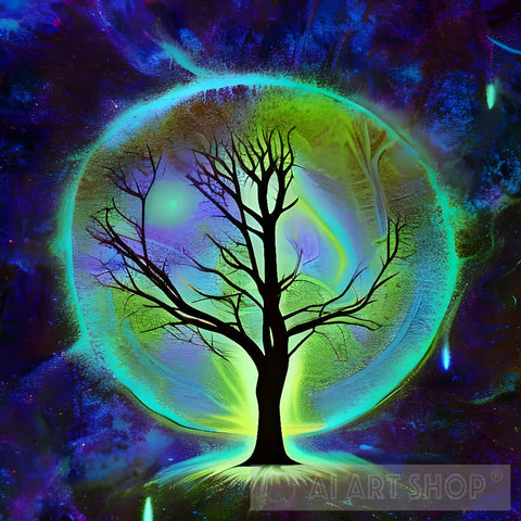 Cosmic Tree Landscape Ai Art