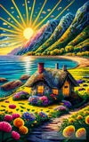 Country House On The Seaside In Spring Landscape Ai Art