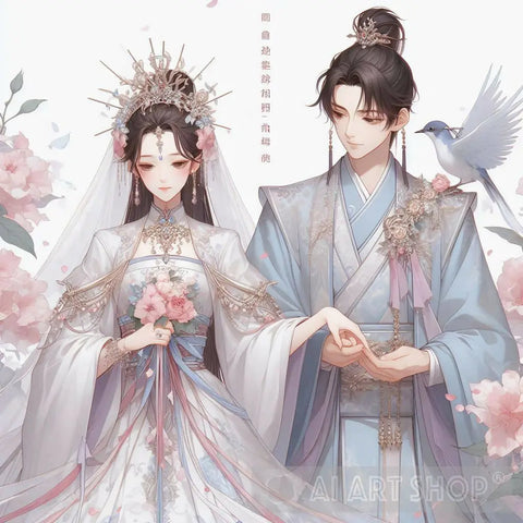 Couple In Fictional Ancient China Getting Married In Their Finery Ai Artwork