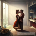 Couple Kissing In Kitchen Ai Artwork