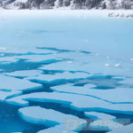 Cracks On The Surface Of Blue Ice. Frozen Lake In Winter Mountains Landscape Ai Art