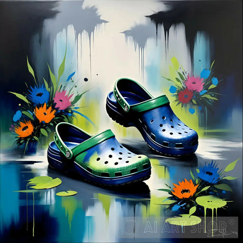 Crocs In A Pond Ai Painting
