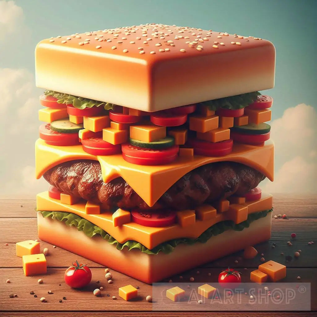 cube hamburger 3D