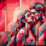 Cubist Passion: Loves Geometric Dance Ai Artwork