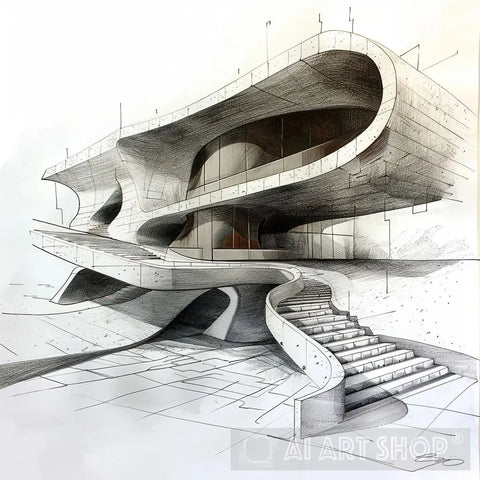 Curvilinear Sanctuary Architecture Ai Art