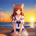 Cute Anime Neko Girl Contemporary Ai Art