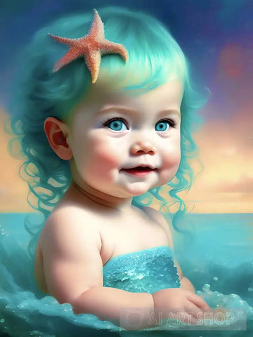 Cute Baby Mermaid Ai Artwork