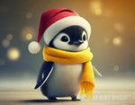 Cute Baby Penguin Celebrating Christmas Ai Artwork