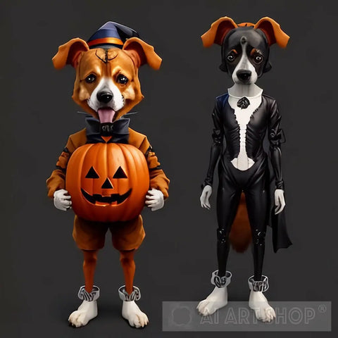 Cute Dog Invited To A Halloween Party Ai Artwork