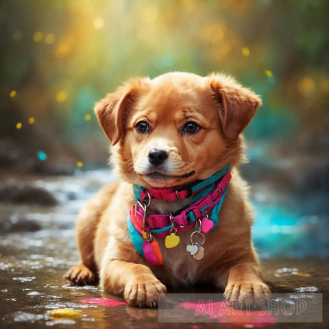 Cute Dog With Bright Colors Animal Ai Art