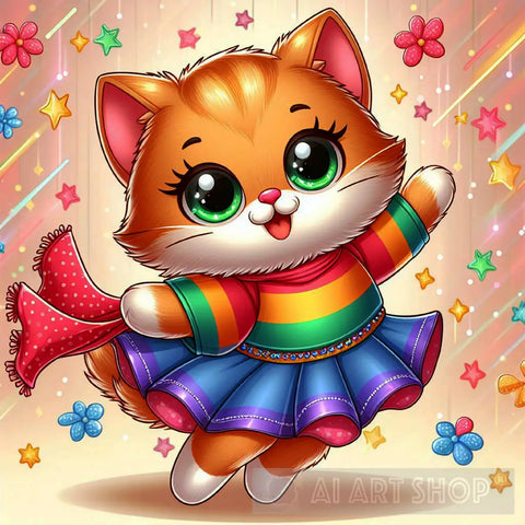 Cute Girl Cat Ai Painting