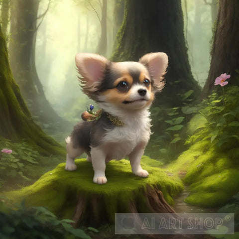 Cute Little Dog In The Forest Animal Ai Art