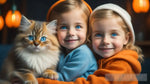 Cute Little Girl Holding A Fluffy Cat Portrait Ai Art