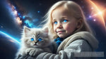 Cute Little Girl Holding A Fluffy Cat Portrait Ai Art