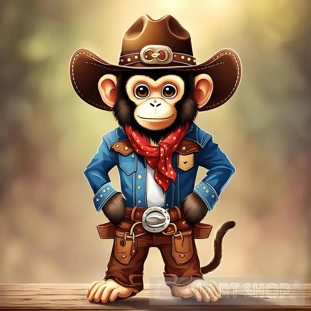 Cute monkey in a cowboy costume