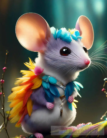 Cute Mouse In Feathers Animal Ai Art