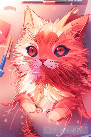 Cute Pinky Cat Ai Painting