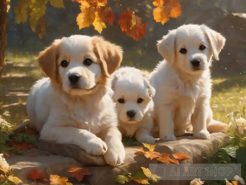 Cute Puppies Together Ai Artwork