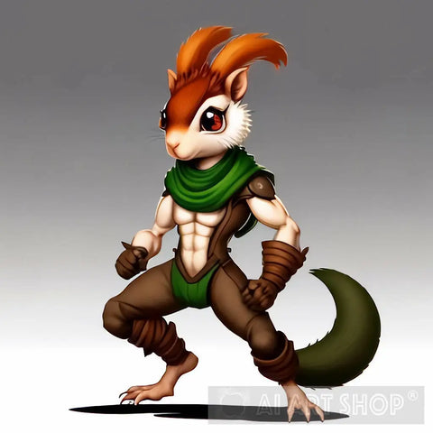 Cute Squirel Character Fighter Transgender 1St Concept Ai Artwork