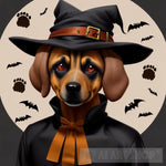 Cute Witch Dog Halloween Ai Artwork