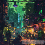 Cyber Market - Futuristic Noir Art Contemporary Ai