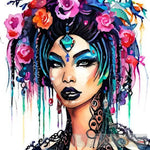 Cyborg Female With Black Lipstick Portrait Ai Art