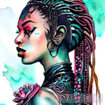 Cyborg Female With Braided Ponytail Portrait Ai Art