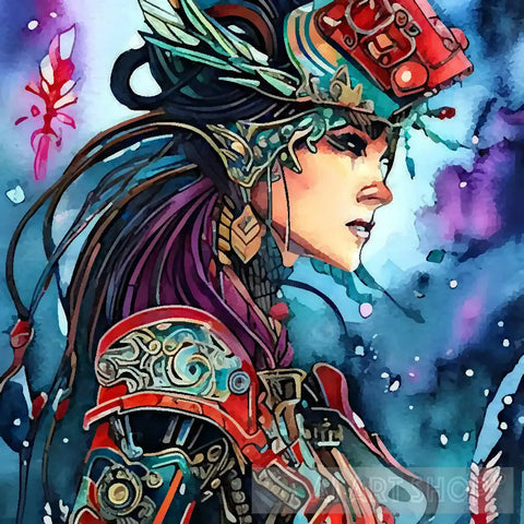 Cyborg Female With Headgear Portrait Ai Art